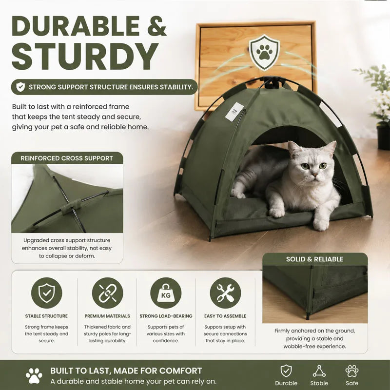 Warm Clamshell Cat Tent Bed with Soft Cushion, Indoor Foldable Kitten House Cave Sofa Bed for Small Pets