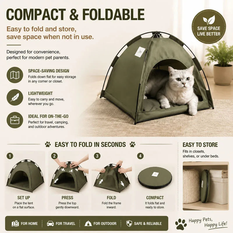 Warm Clamshell Cat Tent Bed with Soft Cushion, Indoor Foldable Kitten House Cave Sofa Bed for Small Pets