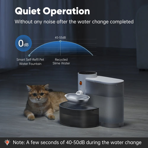 Automatic Feeder & Filtered Water Dispenser 2-in-1 Stainless Steel Pet Feeder