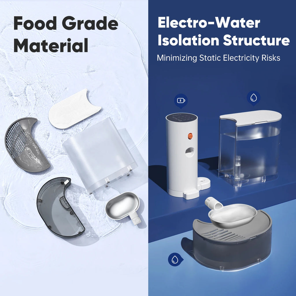 Automatic Feeder & Filtered Water Dispenser 2-in-1 Stainless Steel Pet Feeder