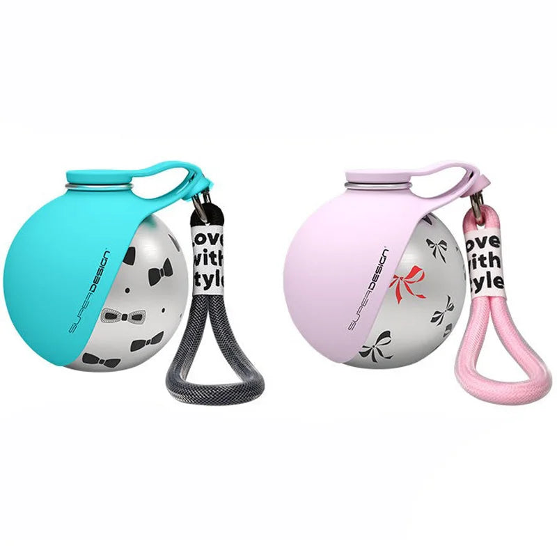 285ML Portable Stainless Steel Dog Water Bottle, Leakproof PETG Travel Drinking Dispenser for Small Puppy Outdoor Walking Hiking
