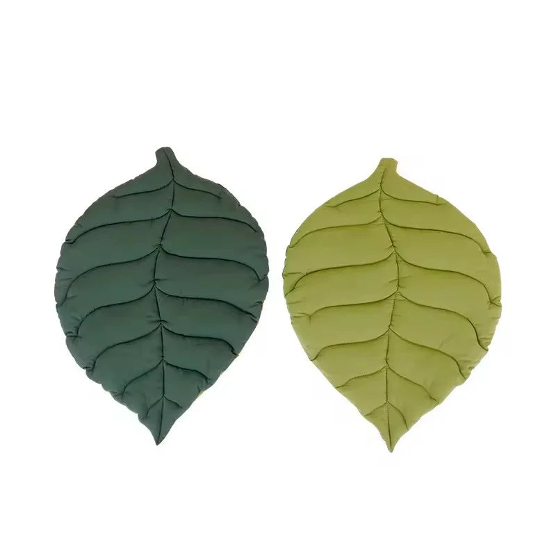100% Cotton Leaf Shaped Pet Bed Mat, Double-Sided Washable Kennel Cushion for Small Cats & Puppies, Breathable Floor Sleeping Rug for Home Indoor Use