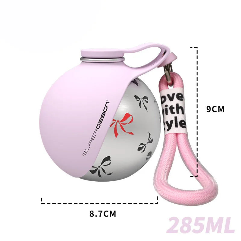 285ML Portable Stainless Steel Dog Water Bottle, Leakproof PETG Travel Drinking Dispenser for Small Puppy Outdoor Walking Hiking