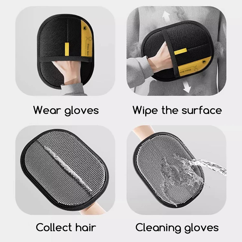 Dual Side Pet Fur Removal Glove | Washable Reusable Lint & Pet Hair Cleaner for Home & Pet Grooming