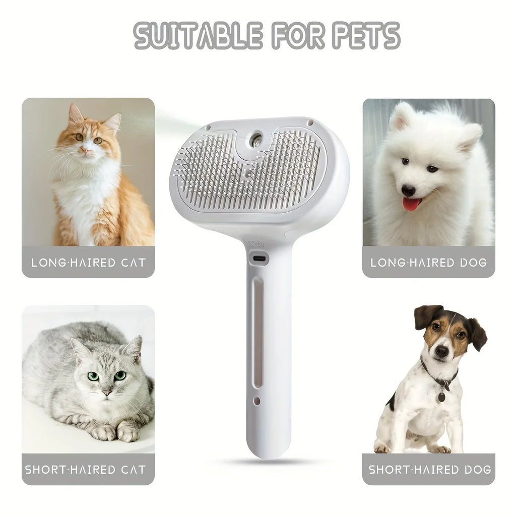 OYES Spray Pet Grooming Brush Self Cleaning Dematting Comb with Water Tank for Dogs & Cats